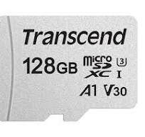Transcend 128GB MicroSDXC UHS-I Class 10 U3 V30 A1 Memory Card with Adapter